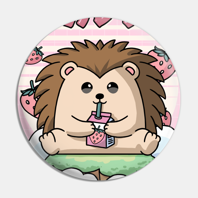 Kawaii Hedgehog Strawberry Milk Japanese Aesthetic Gift - Hedgehog