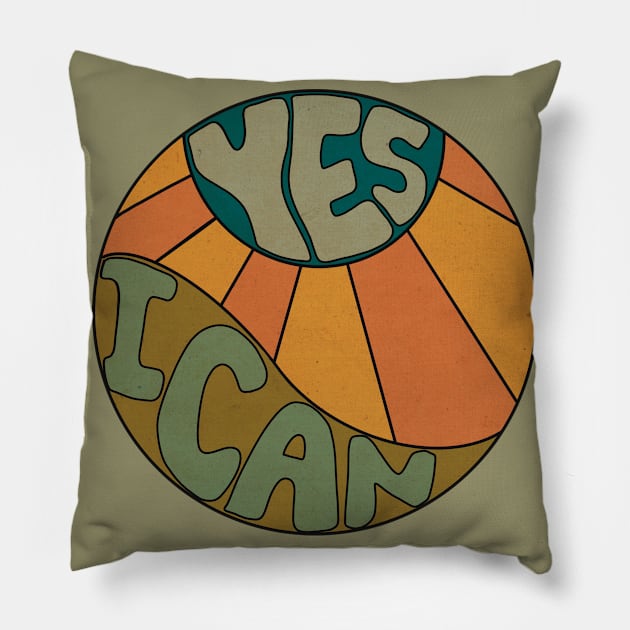 Retro arsthetic Yes I Can Pillow by Anna-Kik