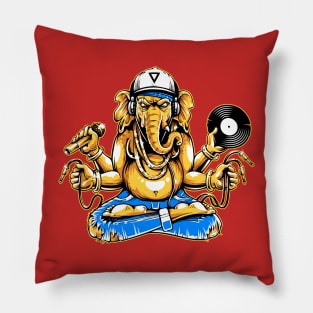 ganesha with musical instruments Pillow