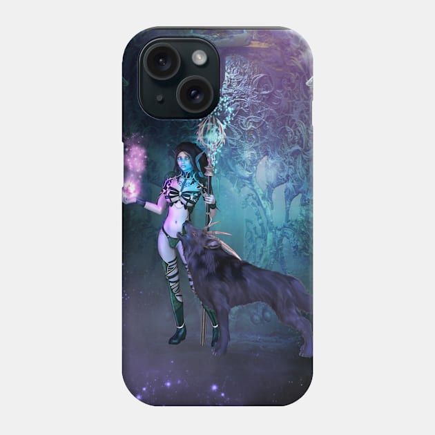 Wonderful fairy with awesome wolf in the night Phone Case by Nicky2342