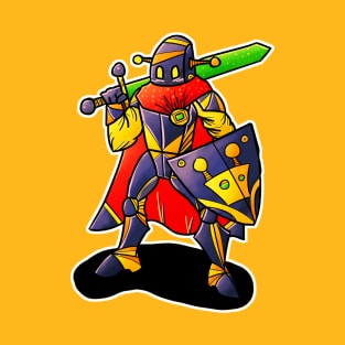 Robot Knight with Glowing Sword T-Shirt