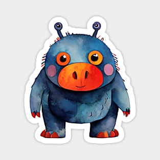 Adorable Colorful Watercolor Cute Fantasy Monster Magnet