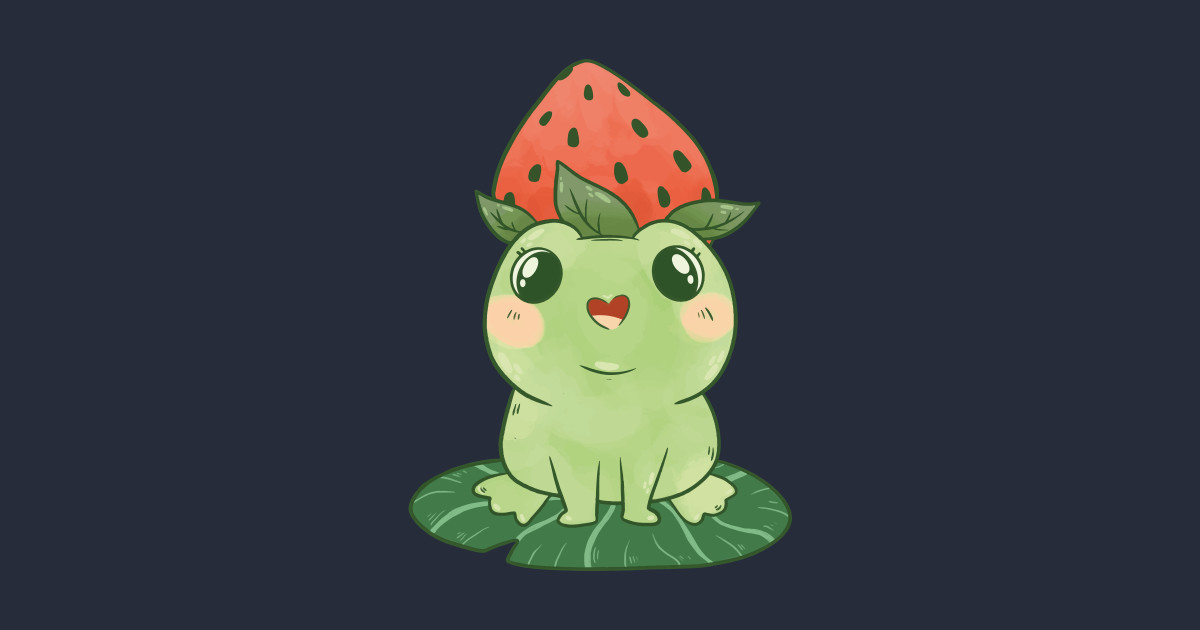 Kawaii Frog With Strawberry Kawaii Animals TShirt TeePublic