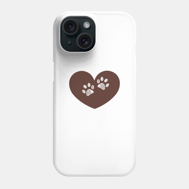 brown heart doodle paw prints symbol Phone Case by GULSENGUNEL