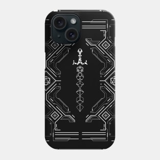 Futuristic Polyhedral Dice Sword and D20 Dice Critical Hit Fail Phone Case