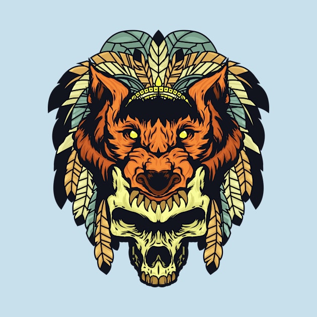 Wolf Skull Warrior Orange by JoshBelden