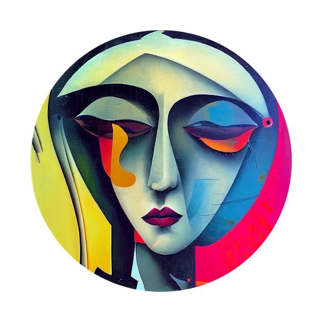 Woman's face in abstract figurative painting art by fachtali