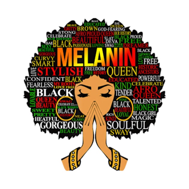 Melanin Words Art Afro Natural Hair Black Queen by StuSpenceart