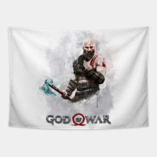 Kratos God of War watercolor Tapestry