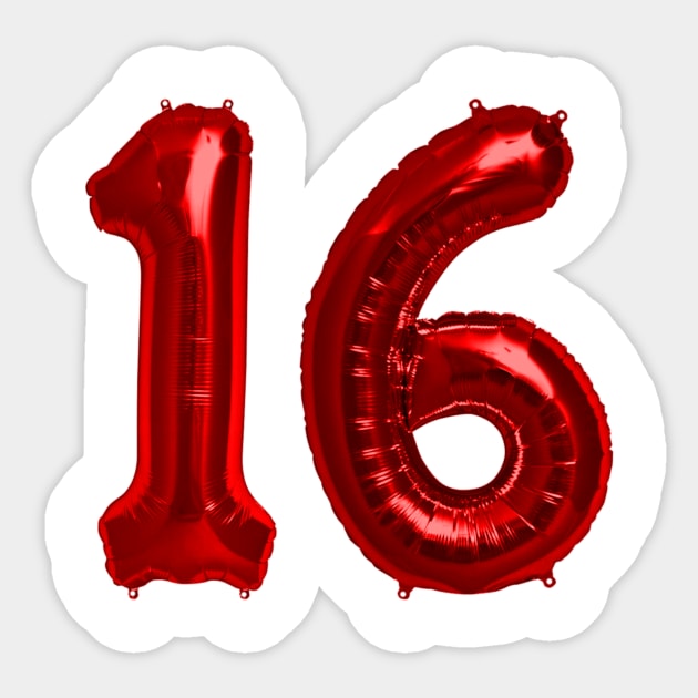 Number 16 - 16th Birthday - Sticker
