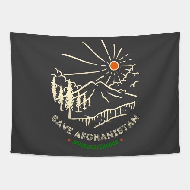 Save Afghanistan (dark background) Tapestry by Pro Exodus Relief 