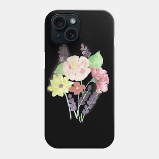 watercolour pink flowers watercolor purple flowers pink and purple flowers Phone Case