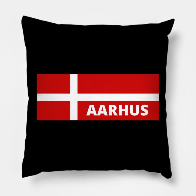 Aarhus City in Danish Flag Pillow by aybe7elf