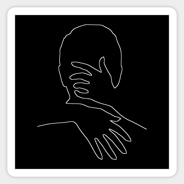 My Valentine Tight Hug White Line Drawing On Black Hugs Sticker Teepublic Hug drawing illustrations & vectors. teepublic