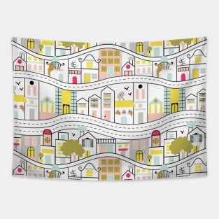 City Life Doodle Tapestry