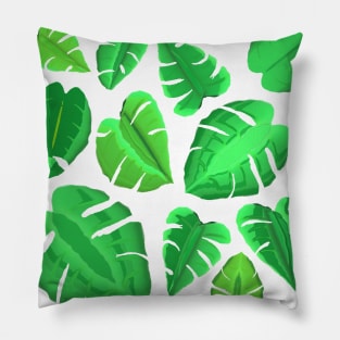 Monstera Plant Leaf Pattern (White Background) Pillow