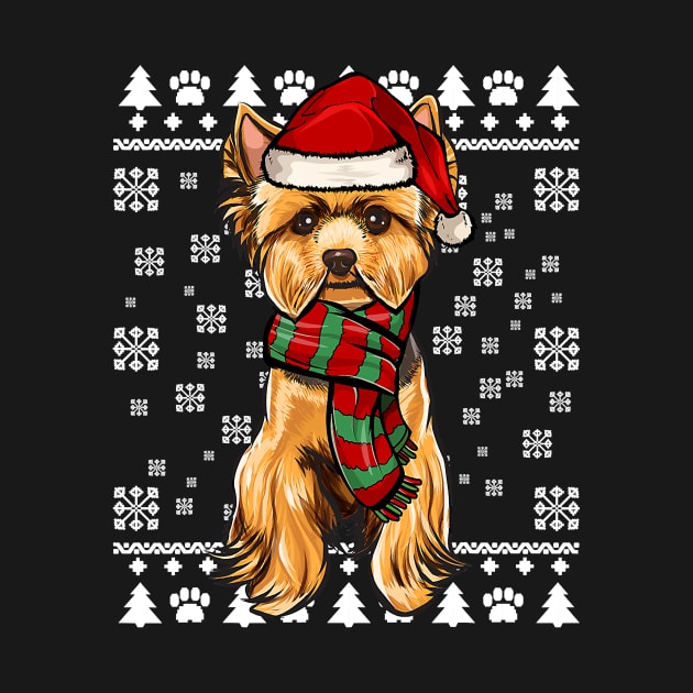 Yorkshire Terrier Dog Santa Hat Xmas Ugly Christmas by IainDodes