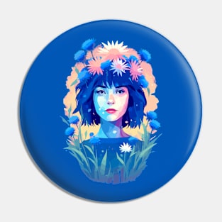 Girl with Cornflowers Pin