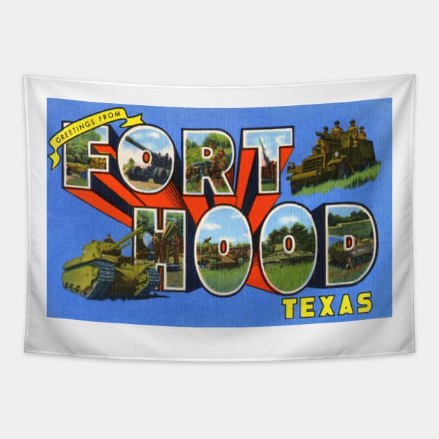 Greetings from Fort Hood, Texas - Vintage Large Letter Postcard Tapestry by Naves