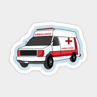 Cute red ambulance van cartoon Magnet