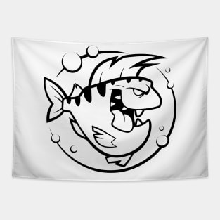 Cartoon crazy fish Tapestry