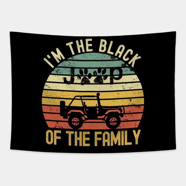 I'm The Black Of The Family Jeep Vintage Jeep men/women/kid Jeep Dog Paws Tapestry by Oska Like