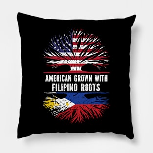 American Grown with Philippine Roots USA Flag Pillow