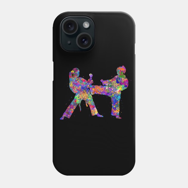 Taekwondo girl watercolor art Phone Case by Yahya Art