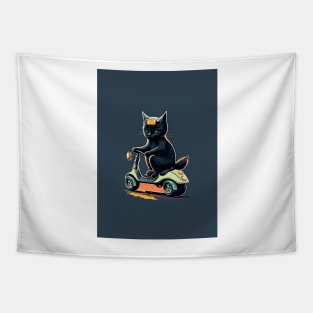 cat riding a scooter Tapestry