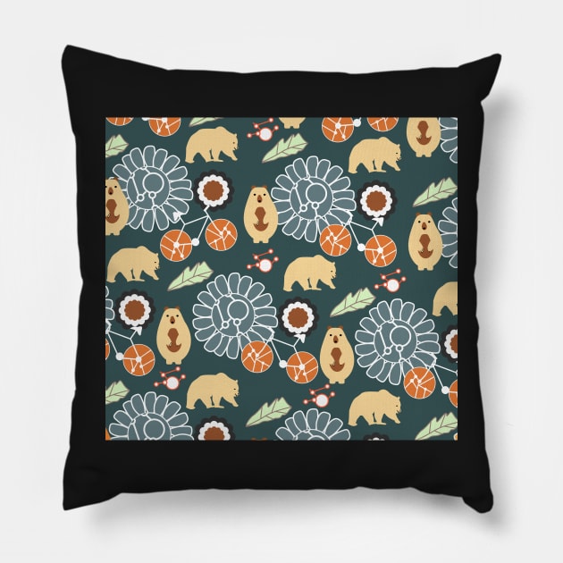 Bikes, bears and flowers Pillow by cocodes