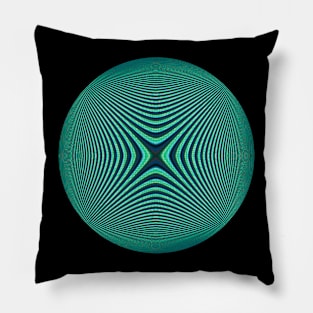 Turquoise /teal hypnotic circle with optical illusion Pillow