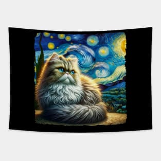 Ragamuffin Starry Night Inspired - Artistic Cat Tapestry