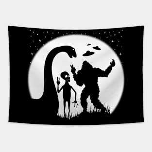 Funny Bigoot Nessie And Alien Tapestry