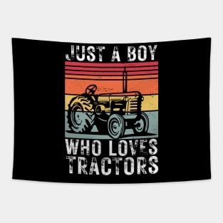 just A Boy Who Loves Tractors Tapestry