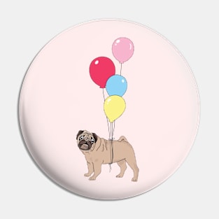 Pug with Balloons Pin