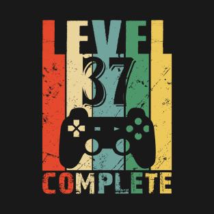 Vintage 37th Wedding Anniversary Level 37 Complete Funny Video Gamer Birthday Gift Ideas T-Shirt