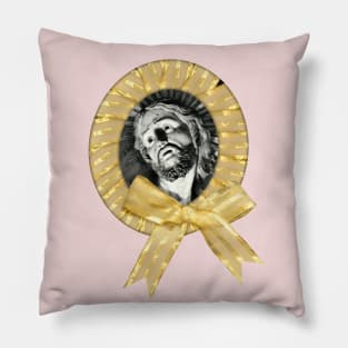 Jesus Christ in a frame with a golden bow Pillow