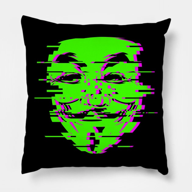 Anon Glitch Green Pillow by Starquake