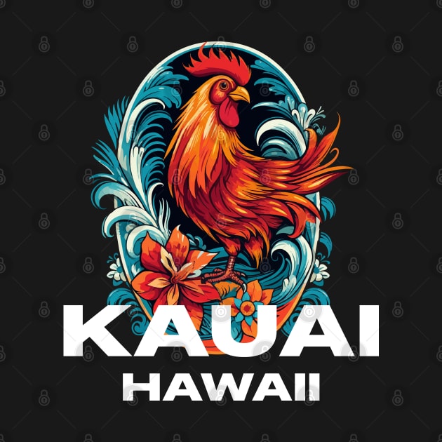 Kauai Hawaii - Rooster (with White Lettering) by VelvetRoom