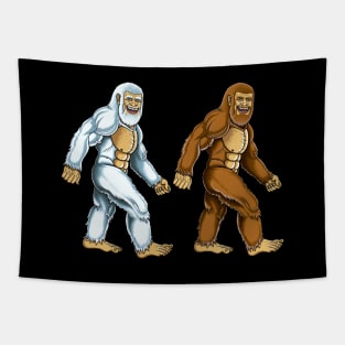 Bigfoot and Yeti best friends,Sasquatch Tapestry