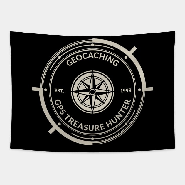 Geocaching GPS Treasure Hunter Compass Tapestry by BlueTodyArt