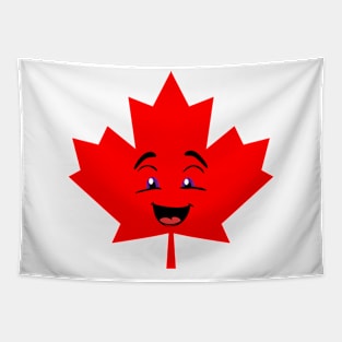 HAPPY Canada Day Red Maple Leaf Tapestry