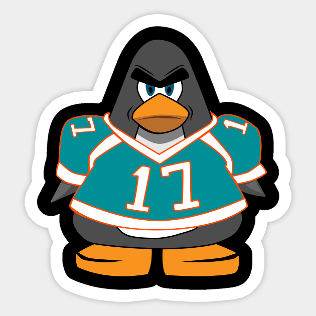 Waddle Miami Football Penguin #17 - Miami Dolphins - Sticker