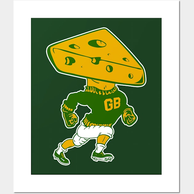 darklordpug Green Bay Retro Mascot Cheese Head Man T-Shirt