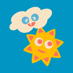 SUNNY WITH CLOUDY PERIODS Cute Kawaii Sun and Cloud for Kids and Adults - UnBlink Studio by Jackie Tahara T-Shirt