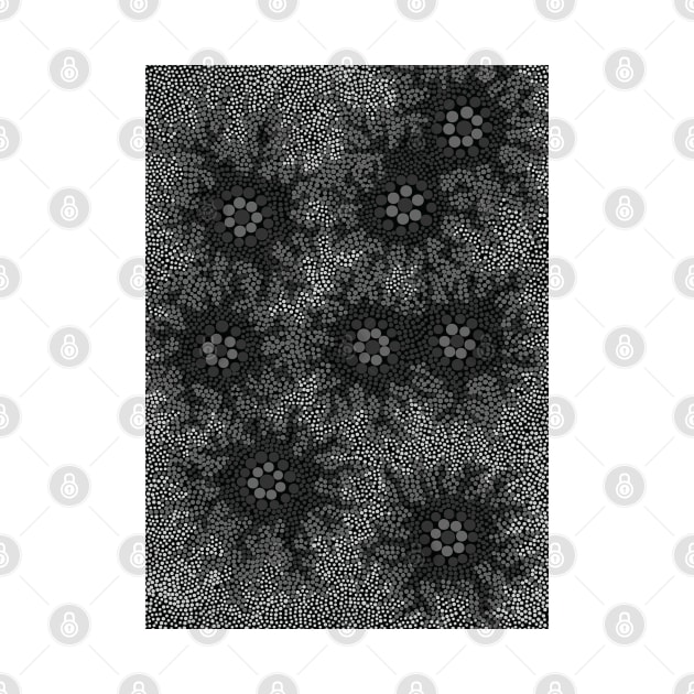 Aboriginal Art - Waterhole Dreaming Black White by hogartharts