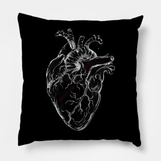 Heart Human Anatomy Black and white Pillow