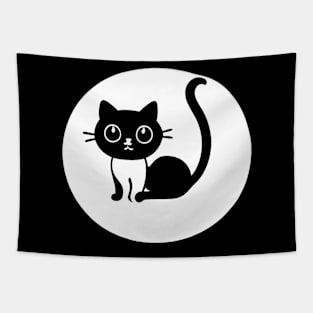 Purrfectly Minimal: Black and White Cat Design Tapestry