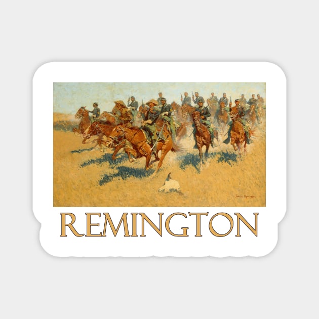 Cavalry Charge on the Southern Plains by Frederic Remington Magnet by Naves