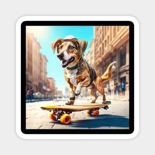 Dog on a Skateboard Magnet